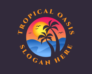 Paradise - Sunset Beach Tour logo design