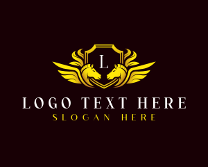 Premium - Deluxe Pegasus Shield logo design