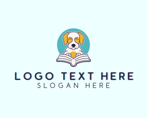 Pet Shop - Book Reading Dog logo design