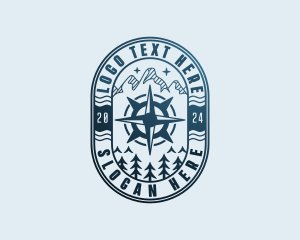 Mountain - Travel Trekking Compass logo design