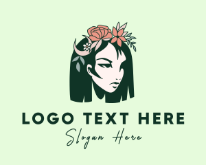 Hairdress - Floral Beautiful Lady logo design