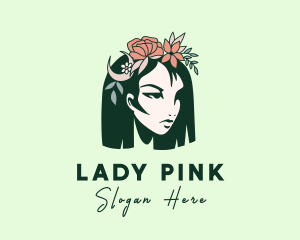 Floral Beautiful Lady logo design