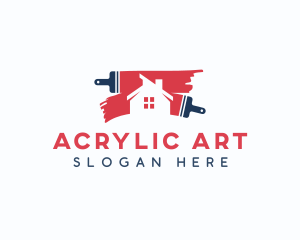 Acrylic - House Brush Painting logo design