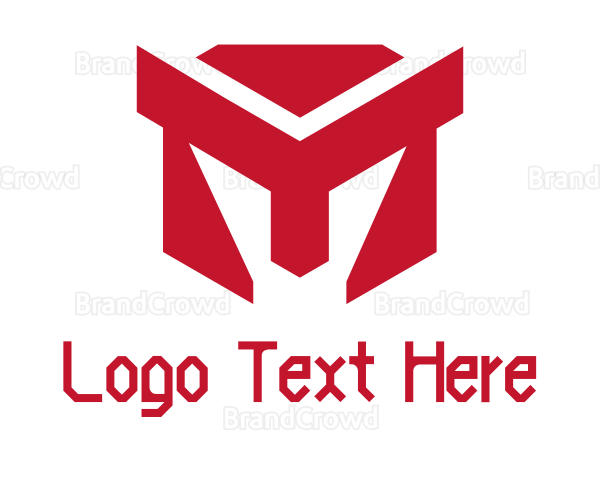 Red Polygon Spartan Helmet Logo