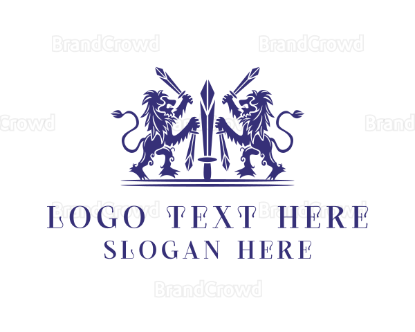 Medieval Sword Lions Logo