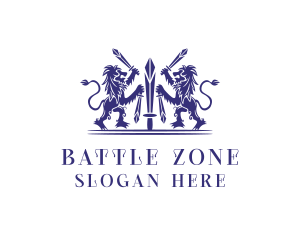 War - Medieval Sword Lions logo design