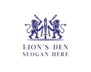 Lion - Medieval Sword Lions logo design