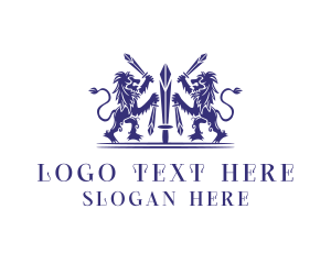 Partnership - Medieval Sword Lions logo design