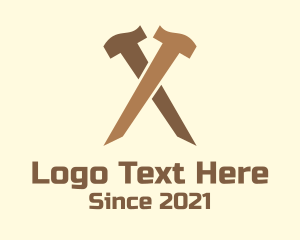 Construction Worker - Construction Crossed Hammer logo design