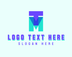 Three Dimension - Geometric Tech Letter TM logo design
