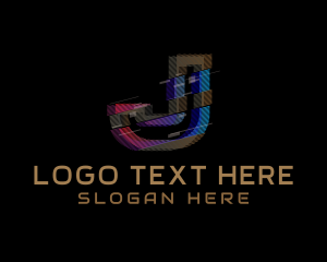 Web - Gradient Glitch Letter J logo design