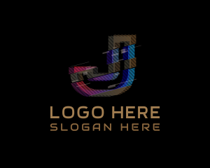 Vhs - Gradient Glitch Letter J logo design