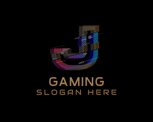 Blogger - Gradient Glitch Letter J logo design