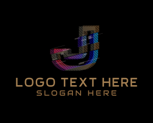Retro - Gradient Glitch Letter J logo design