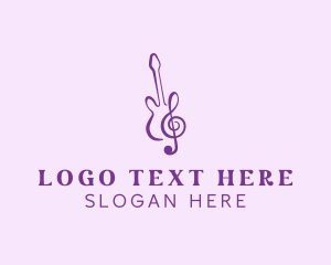 Note - Guitar Clef Music logo design