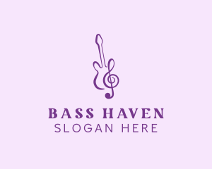 Bass - Guitar Clef Music logo design