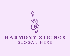 Strings - Guitar Clef Music logo design