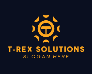 Yellow Solar Letter T logo design