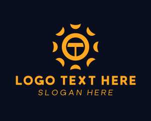 Bulb - Yellow Solar Letter T logo design