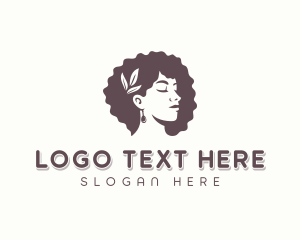Beautician - Curly Hairstyle Woman logo design