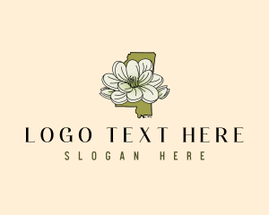 Map - Mississippi Magnolia Flower logo design