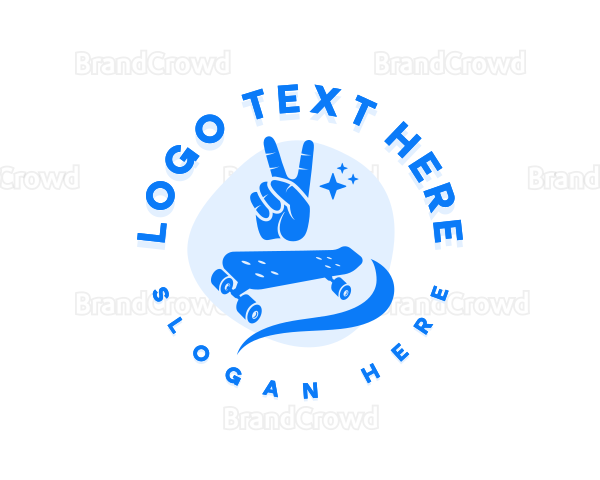 Hand Peace Skateboard Logo