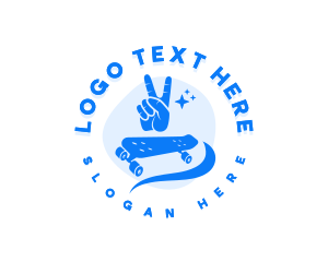 Peace - Hand Peace Skateboard logo design