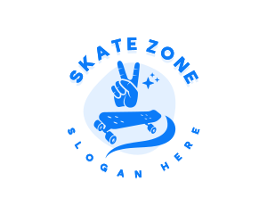 Skate - Hand Peace Skateboard logo design