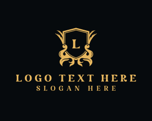 High End - Golden Royalty Shield logo design