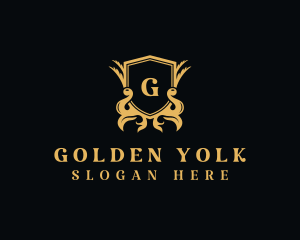 Golden Royalty Shield logo design