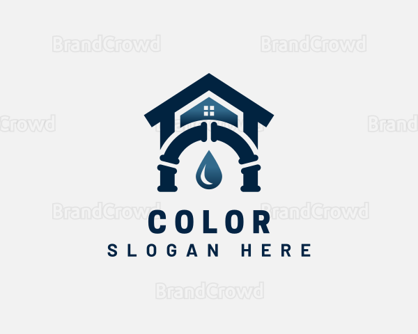 House Droplet Pipe Plumbing Logo