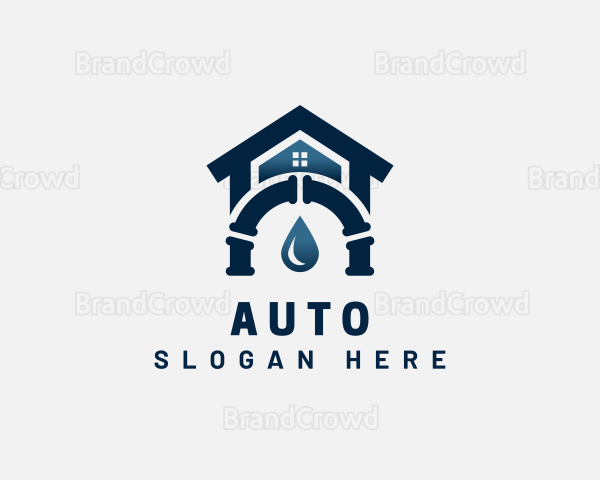 House Droplet Pipe Plumbing Logo