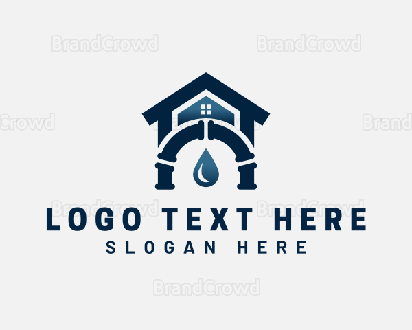 House Droplet Pipe Plumbing Logo