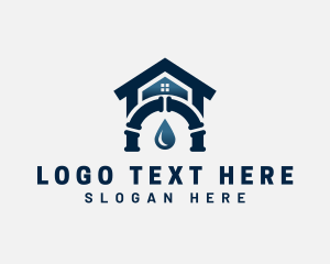 Tradesman - House Droplet Pipe Plumbing logo design