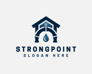 House Droplet Pipe Plumbing Logo