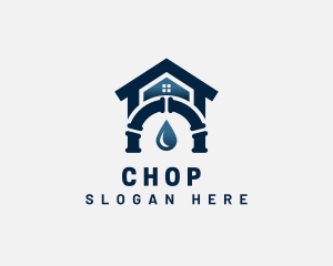 Pipefitter - House Droplet Pipe Plumbing logo design