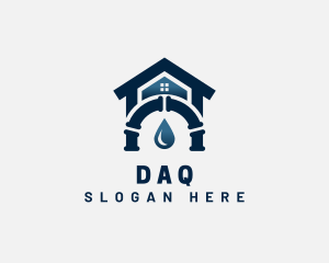Drainage - House Droplet Pipe Plumbing logo design