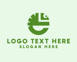 Chameleon - Letter E Lizard logo design