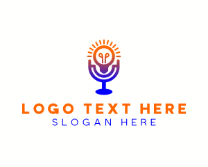 Microphone - Light Bulb Mic Podcast logo design