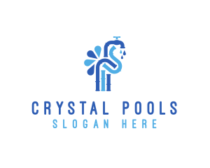 Pool - Faucet Tap Plumbing logo design