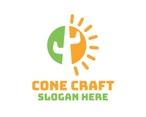 Abstract Sun Cactus  logo design