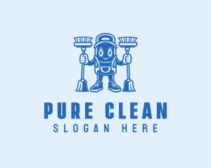 Janitor Cleaning Mop logo design