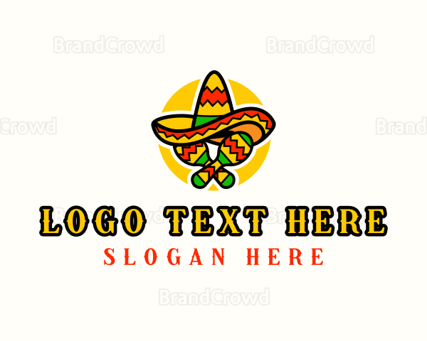 Mexican Sombrero Maracas Logo