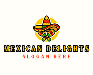 Mexican Sombrero Maracas logo design