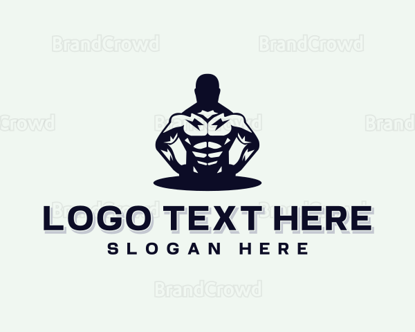 Muscular Bodybuilder Gym Logo