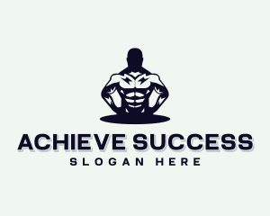 Muscular Bodybuilder Gym Logo