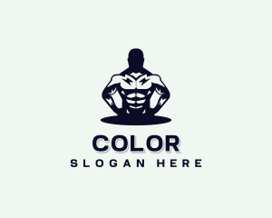 Muscular Bodybuilder Gym Logo