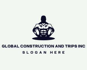 Muscular Bodybuilder Gym Logo