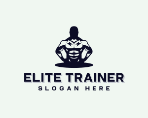 Muscular Bodybuilder Gym logo design