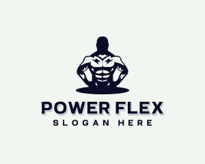 Muscular Bodybuilder Gym logo design